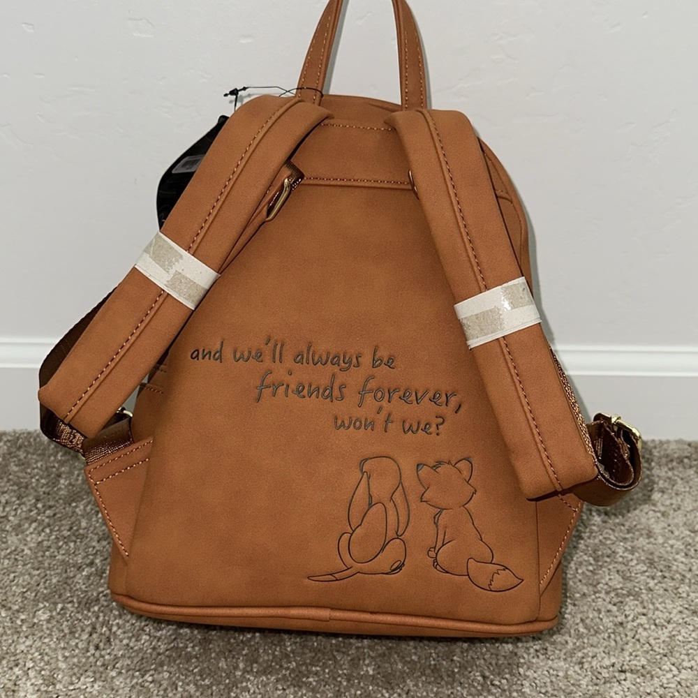 Loungefly Brown & White Fox and the Hound Crossbody Mini Backpack - Picture 2 of 2